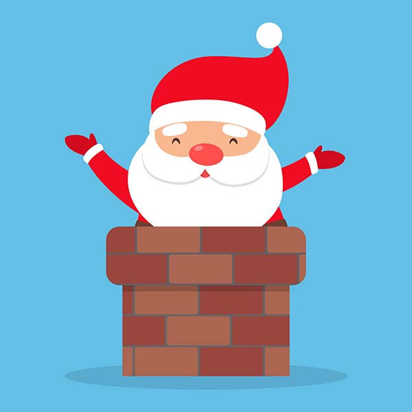 Santa popping out of chimney